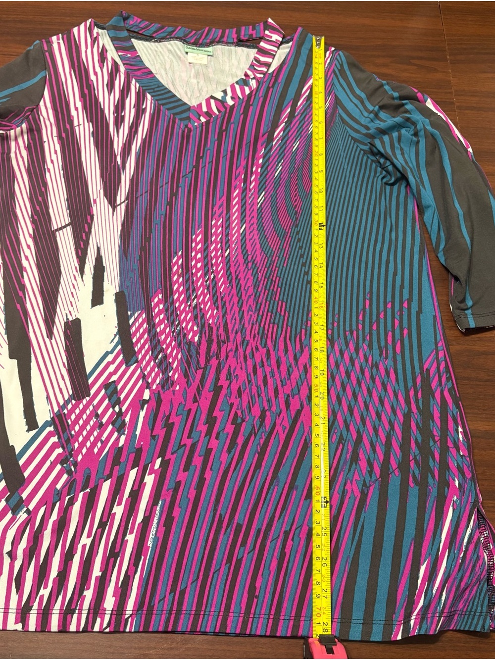Dana-Montane V-Neck Long Sleeve Top in Teal and Purple Print - Picture 4 of 10